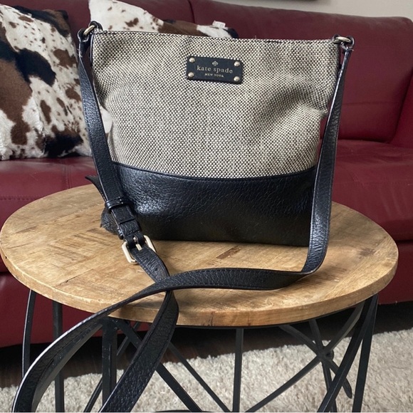 Kate Spade Crossbody Bag Leather and Tweed - Picture 1 of 8